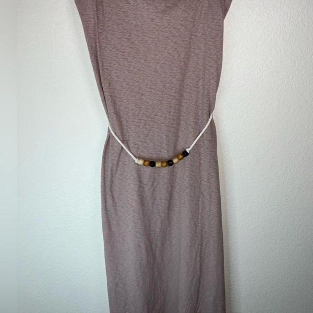 Strapless Maxi Dress Casual Sundress with Beaded Belt‎ - Bohemian Style
